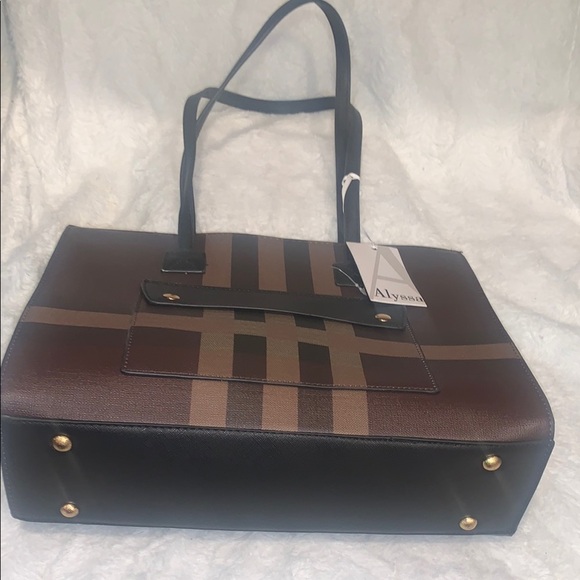 COPY - NWT Alyssa Brown and Black Plaid Tote Bag - Picture 4 of 7